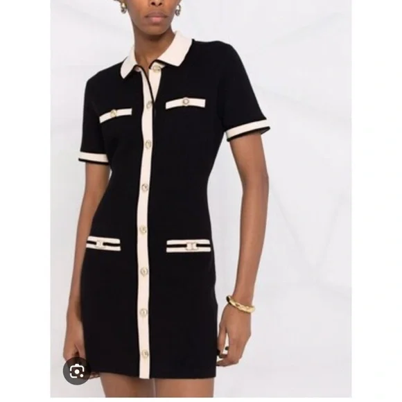 rib knit white dress Retrofête Women's Myna Knit Dress - Optic Metallic Navy